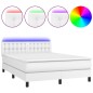 vidaXL Boxspringbett mit Matratze & LED Weiß 140x190 cm Kunstleder vidaXL Boxspringbett mit Matratze & LED Weiß 140x190 cm Kunstleder