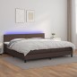 vidaXL Boxspringbett mit Matratze & LED Braun 200x200 cm Kunstleder vidaXL Boxspringbett mit Matratze & LED Braun 200x200 cm Kunstleder