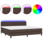 vidaXL Boxspringbett mit Matratze & LED Braun 200x200 cm Kunstleder vidaXL Boxspringbett mit Matratze & LED Braun 200x200 cm Kunstleder