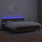 vidaXL Boxspringbett mit Matratze & LED Braun 200x200 cm Kunstleder vidaXL Boxspringbett mit Matratze & LED Braun 200x200 cm Kunstleder