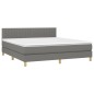 vidaXL Boxspringbett mit Matratze & LED Dunkelgrau 160x200 cm Stoff vidaXL Boxspringbett mit Matratze & LED Dunkelgrau 160x200 cm Stoff