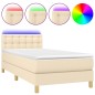 vidaXL Boxspringbett mit Matratze & LED Creme 90x190 cm Stoff vidaXL Boxspringbett mit Matratze & LED Creme 90x190 cm Stoff