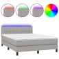 vidaXL Boxspringbett mit Matratze & LED Hellgrau 140x200 cm Stoff vidaXL Boxspringbett mit Matratze & LED Hellgrau 140x200 cm Stoff