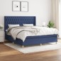 vidaXL Boxspringbett mit Matratze Blau 180x200 cm Stoff vidaXL Boxspringbett mit Matratze Blau 180x200 cm Stoff