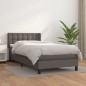 vidaXL Boxspringbett mit Matratze Grau 90x190 cm Kunstleder vidaXL Boxspringbett mit Matratze Grau 90x190 cm Kunstleder