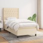 vidaXL Boxspringbett mit Matratze Creme 100x200 cm Stoff vidaXL Boxspringbett mit Matratze Creme 100x200 cm Stoff