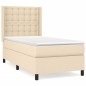vidaXL Boxspringbett mit Matratze Creme 90x200 cm Stoff vidaXL Boxspringbett mit Matratze Creme 90x200 cm Stoff