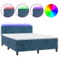 vidaXL Boxspringbett mit Matratze & LED Dunkelblau 140x200 cm Samt vidaXL Boxspringbett mit Matratze & LED Dunkelblau 140x200 cm Samt