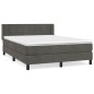 vidaXL Boxspringbett mit Matratze Dunkelgrau 140x190 cm Samt vidaXL Boxspringbett mit Matratze Dunkelgrau 140x190 cm Samt