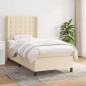 vidaXL Boxspringbett mit Matratze Creme 90x190 cm Stoff vidaXL Boxspringbett mit Matratze Creme 90x190 cm Stoff