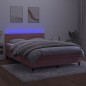 vidaXL Boxspringbett mit Matratze & LED Rosa 140x200 cm Samt vidaXL Boxspringbett mit Matratze & LED Rosa 140x200 cm Samt