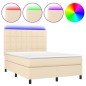 vidaXL Boxspringbett mit Matratze & LED Creme 140x200 cm Stoff vidaXL Boxspringbett mit Matratze & LED Creme 140x200 cm Stoff
