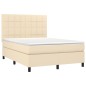 vidaXL Boxspringbett mit Matratze & LED Creme 140x200 cm Stoff vidaXL Boxspringbett mit Matratze & LED Creme 140x200 cm Stoff