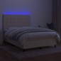 vidaXL Boxspringbett mit Matratze & LED Creme 140x200 cm Stoff vidaXL Boxspringbett mit Matratze & LED Creme 140x200 cm Stoff