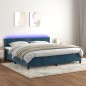 vidaXL Boxspringbett mit Matratze & LED Dunkelblau 200x200 cm Samt vidaXL Boxspringbett mit Matratze & LED Dunkelblau 200x200 cm Samt