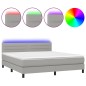 vidaXL Boxspringbett mit Matratze & LED Hellgrau 180x200 cm Stoff vidaXL Boxspringbett mit Matratze & LED Hellgrau 180x200 cm Stoff