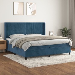 vidaXL Boxspringbett mit Matratze Dunkelblau 200x200 cm Samt