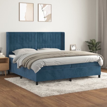 vidaXL Boxspringbett mit Matratze Dunkelblau 200x200 cm Samt