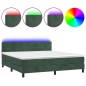 vidaXL Boxspringbett mit Matratze & LED Dunkelgrün 160x200 cm Samt vidaXL Boxspringbett mit Matratze & LED Dunkelgrün 160x200 cm Samt