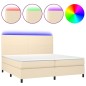 vidaXL Boxspringbett mit Matratze & LED Creme 200x200 cm Stoff vidaXL Boxspringbett mit Matratze & LED Creme 200x200 cm Stoff