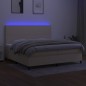 vidaXL Boxspringbett mit Matratze & LED Creme 200x200 cm Stoff vidaXL Boxspringbett mit Matratze & LED Creme 200x200 cm Stoff