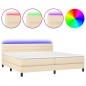 vidaXL Boxspringbett mit Matratze & LED Creme 200x200 cm Stoff vidaXL Boxspringbett mit Matratze & LED Creme 200x200 cm Stoff