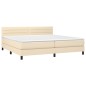 vidaXL Boxspringbett mit Matratze & LED Creme 200x200 cm Stoff vidaXL Boxspringbett mit Matratze & LED Creme 200x200 cm Stoff