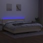 vidaXL Boxspringbett mit Matratze & LED Creme 200x200 cm Stoff vidaXL Boxspringbett mit Matratze & LED Creme 200x200 cm Stoff