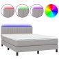 vidaXL Boxspringbett mit Matratze & LED Hellgrau 140x190 cm Stoff vidaXL Boxspringbett mit Matratze & LED Hellgrau 140x190 cm Stoff