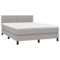 vidaXL Boxspringbett mit Matratze & LED Hellgrau 140x190 cm Stoff vidaXL Boxspringbett mit Matratze & LED Hellgrau 140x190 cm Stoff
