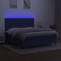 vidaXL Boxspringbett mit Matratze & LED Blau 160x200 cm Stoff vidaXL Boxspringbett mit Matratze & LED Blau 160x200 cm Stoff