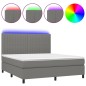 vidaXL Boxspringbett mit Matratze & LED Dunkelgrau 160x200 cm Stoff vidaXL Boxspringbett mit Matratze & LED Dunkelgrau 160x200 cm Stoff