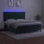 vidaXL Boxspringbett mit Matratze & LED Dunkelgrün 180x200 cm Samt vidaXL Boxspringbett mit Matratze & LED Dunkelgrün 180x200 cm Samt