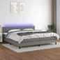 vidaXL Boxspringbett mit Matratze & LED Dunkelgrau 200x200 cm Stoff vidaXL Boxspringbett mit Matratze & LED Dunkelgrau 200x200 cm Stoff