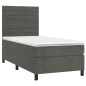 vidaXL Boxspringbett mit Matratze & LED Dunkelgrau 90x190 cm Samt vidaXL Boxspringbett mit Matratze & LED Dunkelgrau 90x190 cm Samt