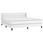 vidaXL Boxspringbett mit Matratze Weiß 160x200 cm Kunstleder vidaXL Boxspringbett mit Matratze Weiß 160x200 cm Kunstleder