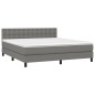 vidaXL Boxspringbett mit Matratze & LED Dunkelgrau 160x200 cm Stoff vidaXL Boxspringbett mit Matratze & LED Dunkelgrau 160x200 cm Stoff