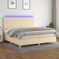 vidaXL Boxspringbett mit Matratze & LED Creme 200x200 cm Stoff vidaXL Boxspringbett mit Matratze & LED Creme 200x200 cm Stoff