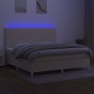 vidaXL Boxspringbett mit Matratze & LED Creme 200x200 cm Stoff vidaXL Boxspringbett mit Matratze & LED Creme 200x200 cm Stoff