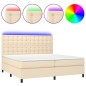 vidaXL Boxspringbett mit Matratze & LED Creme 200x200 cm Stoff vidaXL Boxspringbett mit Matratze & LED Creme 200x200 cm Stoff