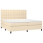 vidaXL Boxspringbett mit Matratze & LED Creme 200x200 cm Stoff vidaXL Boxspringbett mit Matratze & LED Creme 200x200 cm Stoff