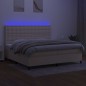 vidaXL Boxspringbett mit Matratze & LED Creme 200x200 cm Stoff vidaXL Boxspringbett mit Matratze & LED Creme 200x200 cm Stoff