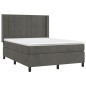 vidaXL Boxspringbett mit Matratze Dunkelgrau 140x190 cm Samt vidaXL Boxspringbett mit Matratze Dunkelgrau 140x190 cm Samt