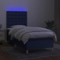 vidaXL Boxspringbett mit Matratze & LED Blau 90x190 cm Stoff vidaXL Boxspringbett mit Matratze & LED Blau 90x190 cm Stoff
