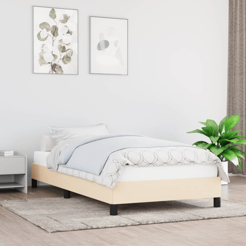 vidaXL Bettgestell Creme 90x200 cm Stoff vidaXL Bettgestell Creme 90x200 cm Stoff