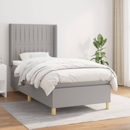 vidaXL Boxspringbett mit Matratze Hellgrau 80x200 cm Stoff
