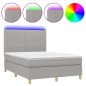 vidaXL Boxspringbett mit Matratze & LED Hellgrau 140x200 cm Stoff vidaXL Boxspringbett mit Matratze & LED Hellgrau 140x200 cm Stoff