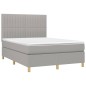 vidaXL Boxspringbett mit Matratze & LED Hellgrau 140x200 cm Stoff vidaXL Boxspringbett mit Matratze & LED Hellgrau 140x200 cm Stoff