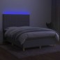 vidaXL Boxspringbett mit Matratze & LED Hellgrau 140x200 cm Stoff vidaXL Boxspringbett mit Matratze & LED Hellgrau 140x200 cm Stoff