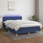 vidaXL Boxspringbett mit Matratze & LED Blau 140x190 cm Stoff vidaXL Boxspringbett mit Matratze & LED Blau 140x190 cm Stoff